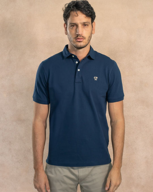 Polo Antimancha Cuello Rígido Azul Navy